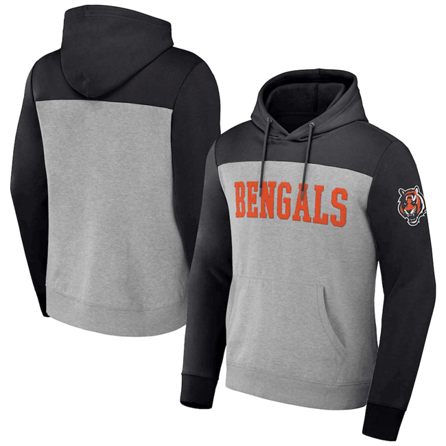 Cincinnati Bengals X Darius Rucker Collection Black Heather Colorblock Pullover Hoodie - Zenithce