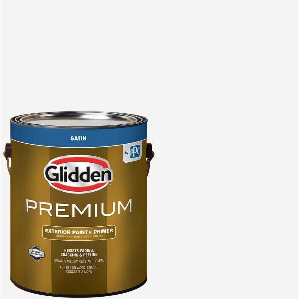 Glidden Premium 5 gal. Satin Base 1 White Latex Exterior Paint - Zenithce