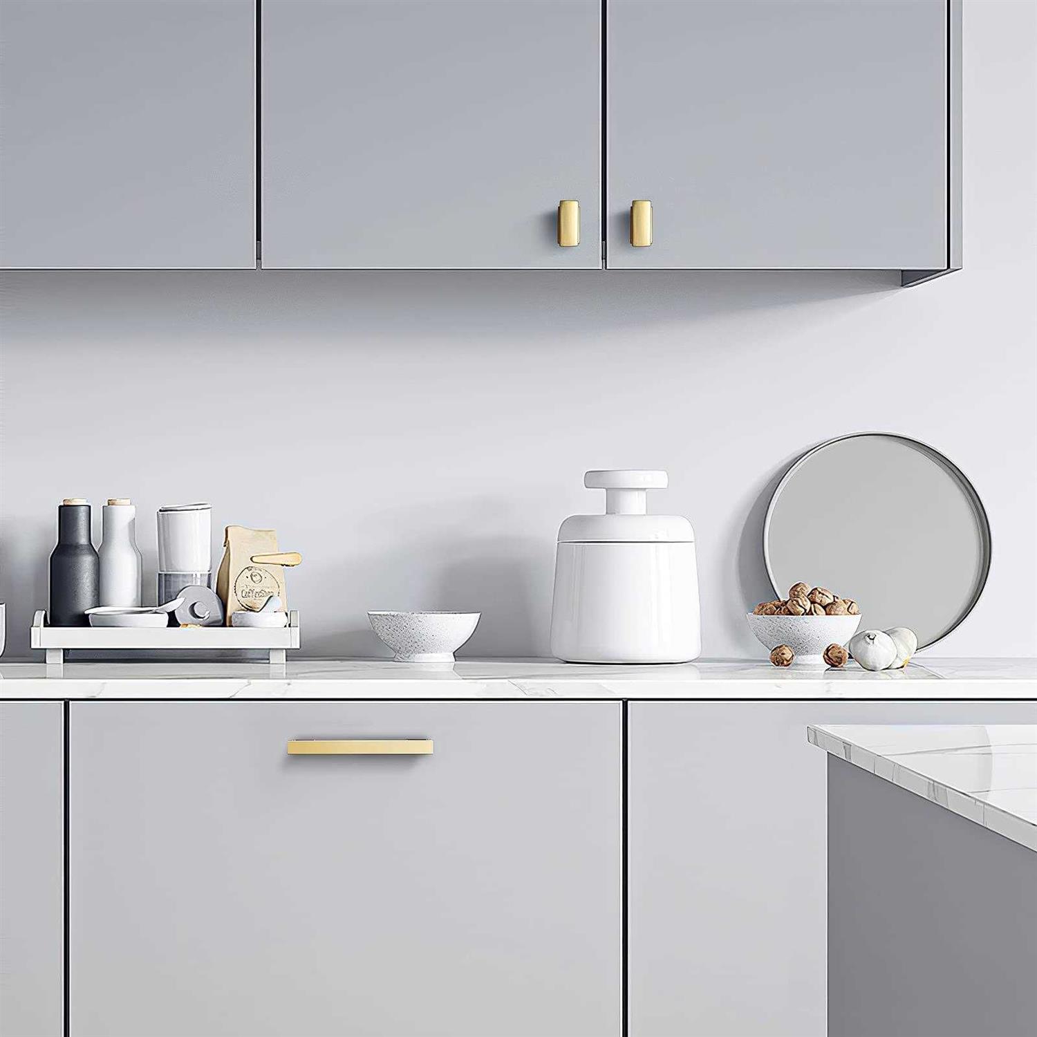 VEHCIL Square Brushed Brass Gold Cabinet Knobs,Single Hole Cabinet Handles Gold Knobs for Cabinets and Drawers Cupboard Closet Bathroom - Zenithce