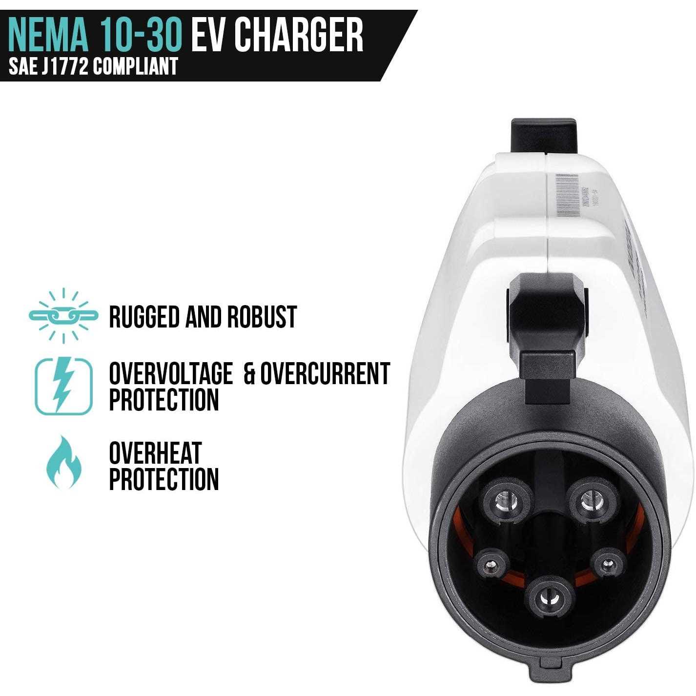 Lectron 110V 16 Amp Level 1 EV Charger with 21ft Extension Cord J1772 Cable & NEMA 5-15 Plug - Zenithce
