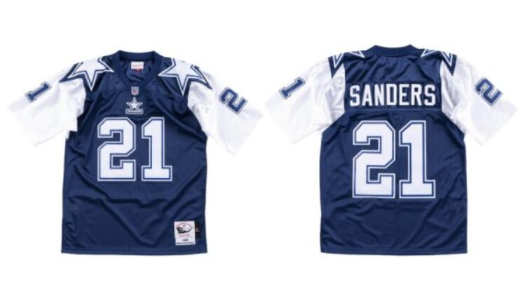 Cowboys #21 Deion Sanders Navy 1995 Stitched Jersey - Zenithce