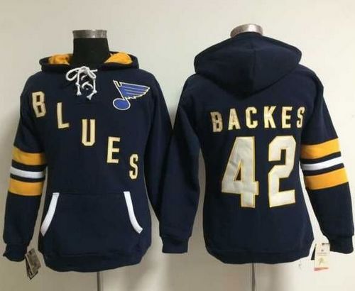 St. Louis Blues #42 David Backes Navy Blue Women's Old Time Heidi NHL Hoodie - Zenithce
