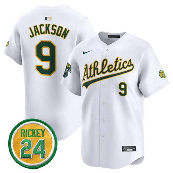 Oakland Athletics #9 Reggie Jackson White 2024 Home Limited With Rickey Henderson Patch Stitched Jersey - Zenithce