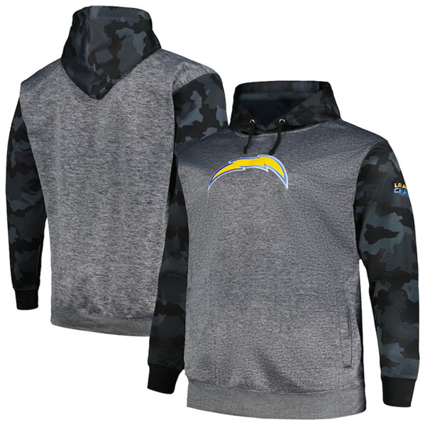 Los Angeles Chargers Heather Charcoal Big Tall Camo Pullover Hoodie - Zenithce