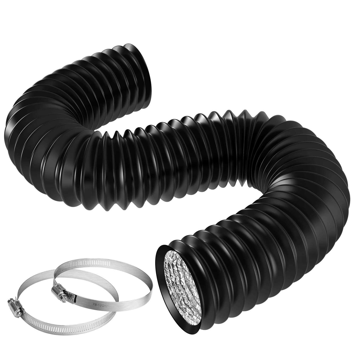 VIVOSUN 8 Feet Non-Insulated Flex Air Aluminum Ducting Dryer Vent Hose for HVAC Ventilation w/Two Stainless Steel Clamps - Zenithce