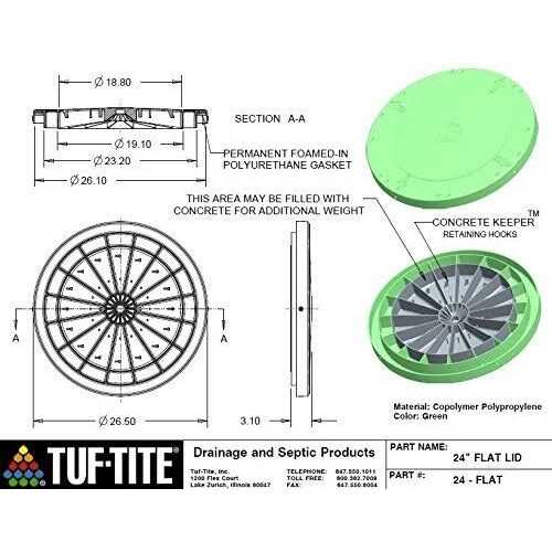 Tuf-Tite 24 Domed Septic Tank Lid for Tuf-Tite Risers Only - Zenithce