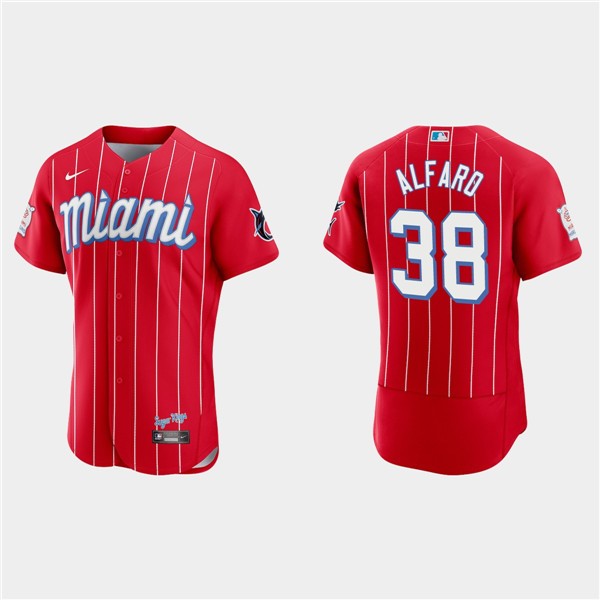 Miami Marlins #38 Jorge Alfaro Red 2021 City Connect Flex Base Stitched Jersey - Zenithce