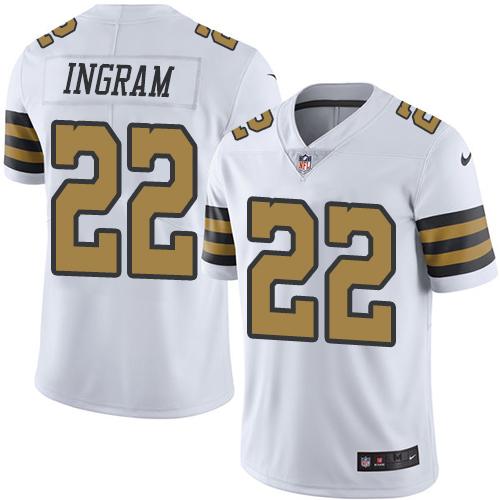Saints #22 Mark Ingram White Stitched Limited Rush Nike Jersey - Zenithce