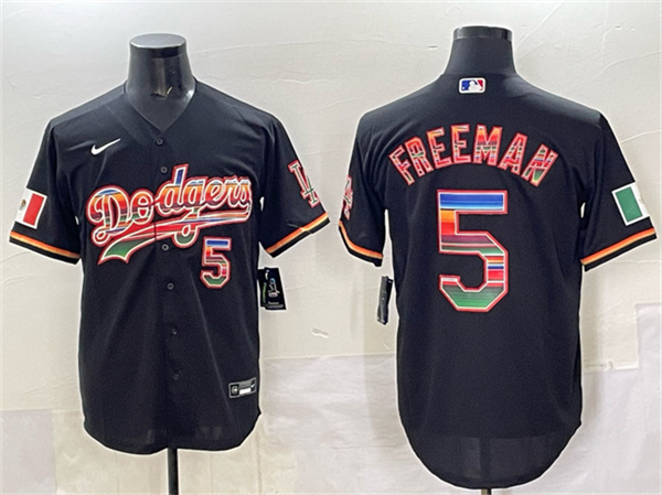 Los Angeles Dodgers #5 Freddie Freeman Black Mexico Cool Base Stitched Jersey - Zenithce