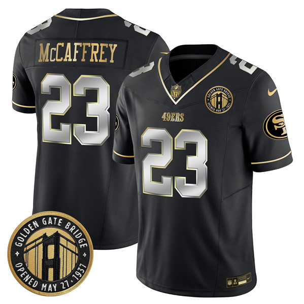San Francisco 49ers #23 Christian McCaffrey Black F.U.S.E. Golden Gate Bridge Patch Vapor Limited Stitched Jersey - Zenithce
