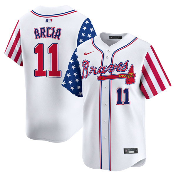 Atlanta Braves #11 Orlando Arcia White 2024 Independence Day Vapor Limited Stitched Jersey - Zenithce