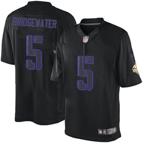 Vikings #5 Teddy Bridgewater Black Stitched Impact Limited Nike Jersey - Zenithce