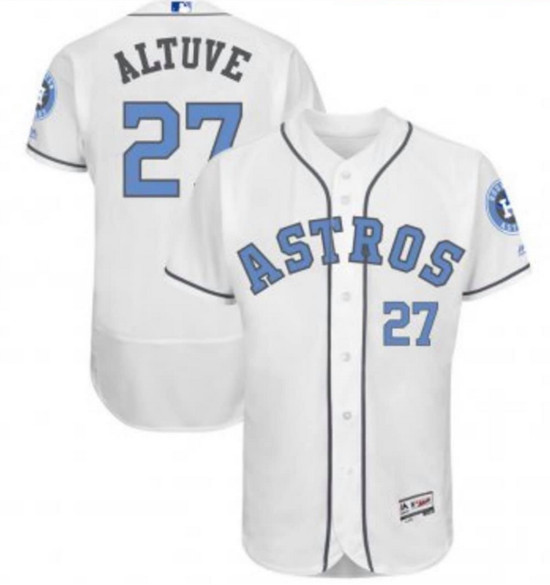 Houston Astros Customized White Blue Flex Base Stitched Baseball Jersey - Zenithce