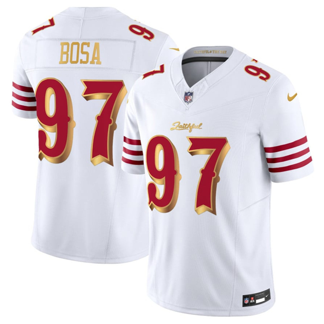 San Francisco 49ers #97 Nick Bosa White Gold 2025 F.U.S.E. “Rivalries” Vapor Limited Stitched Jersey - Zenithce