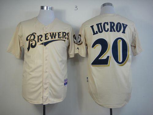 Brewers #20 Jonathan Lucroy Cream YOUniform Cool Base Stitched Jersey - Zenithce