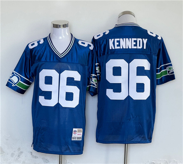 Seattle Seahawks #96 Cortez Kennedy Blue Throwback Football Stitched Jersey - Zenithce