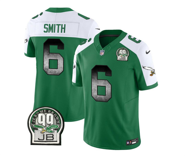 Philadelphia Eagles #6 DeVonta Smith Green White 2023 F.U.S.E. Throwback Vapor Untouchable Limited Stitched Jersey - Zenithce