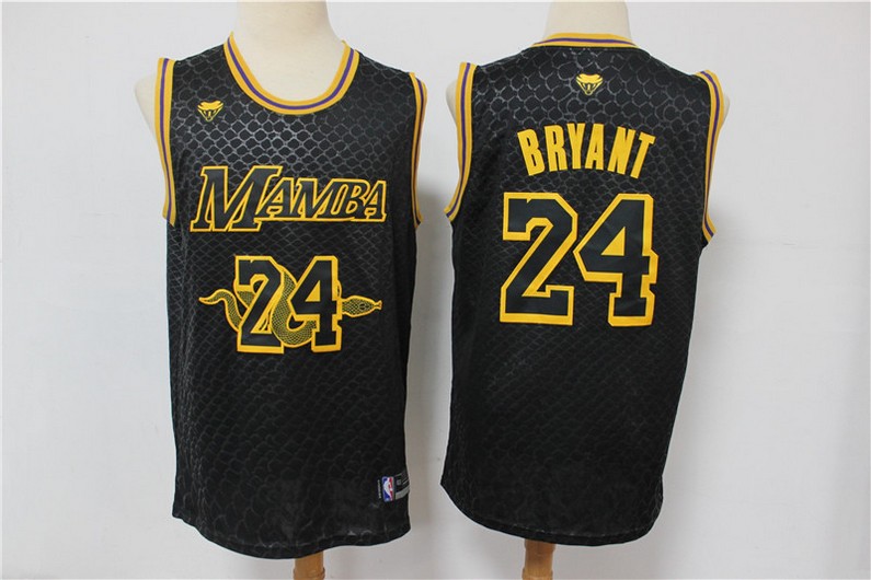 Los Angeles Lakers #24 Kobe Bryant Black Mamba Memorial Black Swingman Jersey - Zenithce