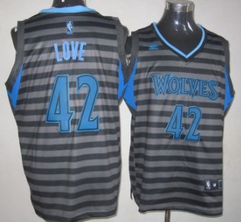 Minnesota Timberwolves #42 Kevin Love Gray With Black Pinstripe Jersey - Zenithce