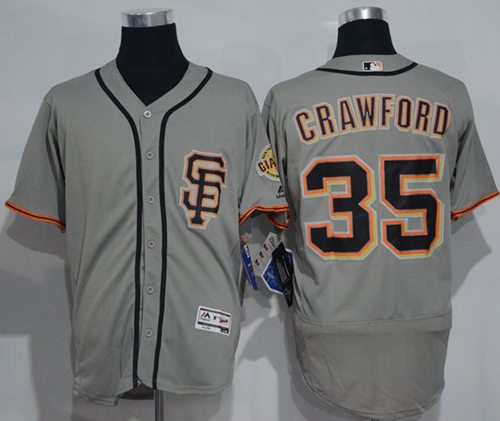 Giants #35 Brandon Crawford Grey Flexbase Authentic Collection Road 2 Stitched Jerseys - Zenithce