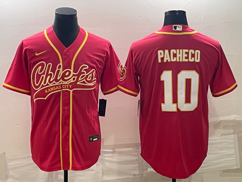 Kansas City Chiefs #10 Isiah Pacheco Red With Patch Cool Base Stitched Baseball Jersey - Zenithce