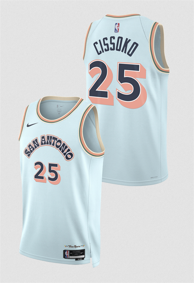 San Antonio Spurs #25 Sidy Cissoko Light Blue 2024-25 City Edition Stitched Jersey - Zenithce