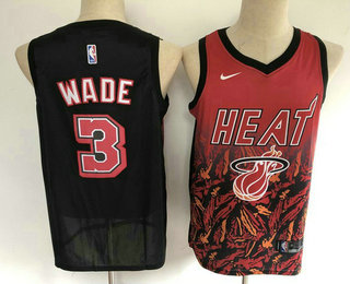 Miami Heat #3 Dwyane Wade Red with Black Salute Swingman Stitched Jersey - Zenithce