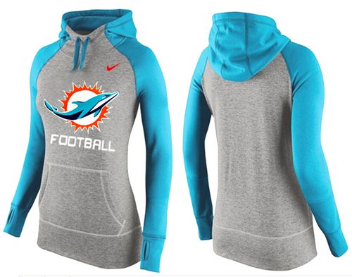 Women's Nike Miami Dolphins Performance Hoodie Grey   Blue_1 - Zenithce