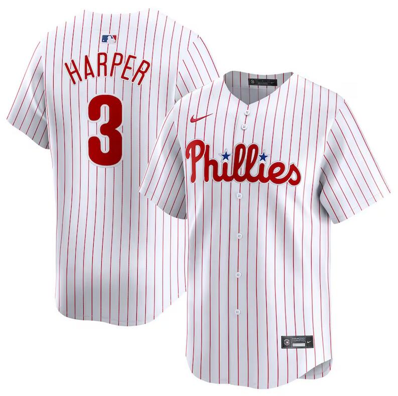 Philadelphia Phillies #3 Bryce Harper White Home Limited Stitched Jersey - Zenithce