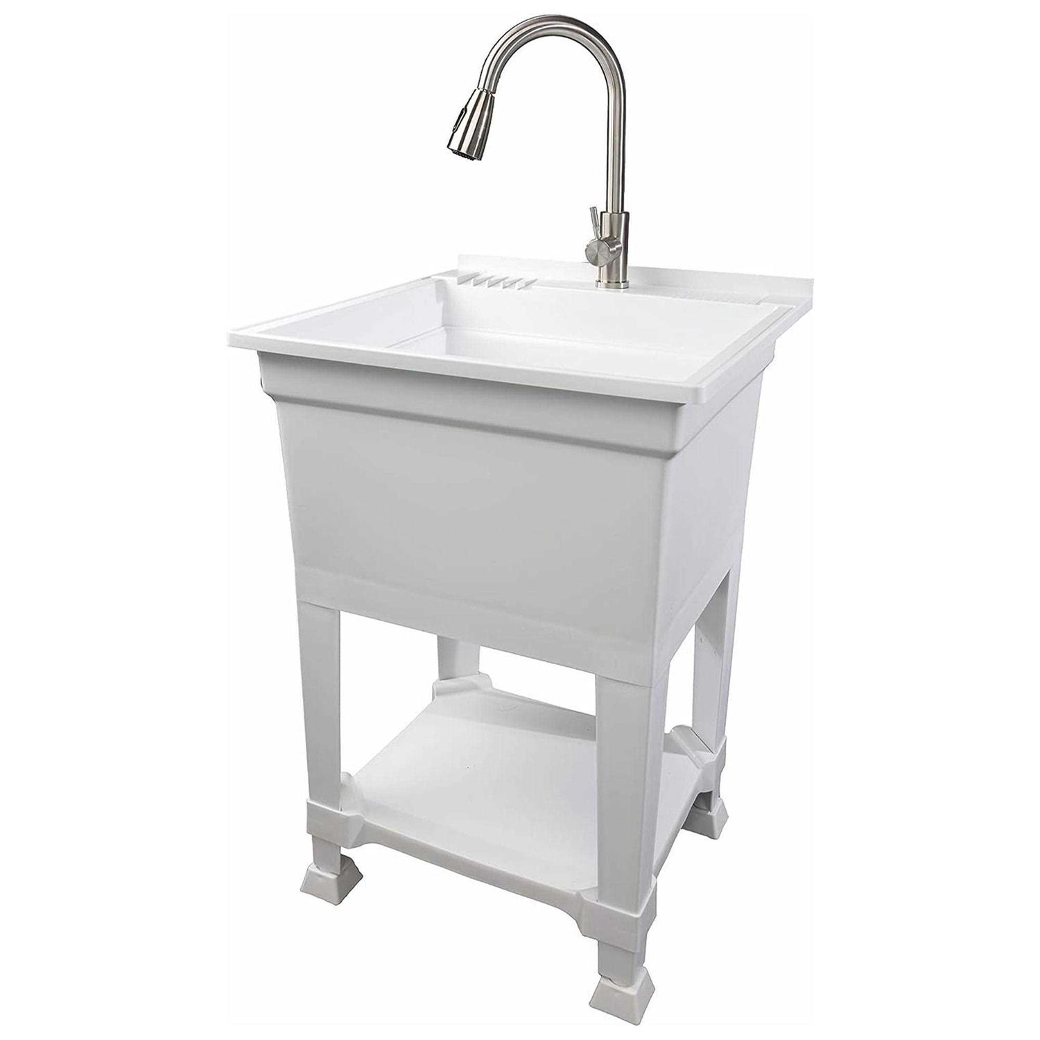 UTILITYSINKS Plastic 24 Freestanding Compact Workshop Utility Tub Sink - Zenithce