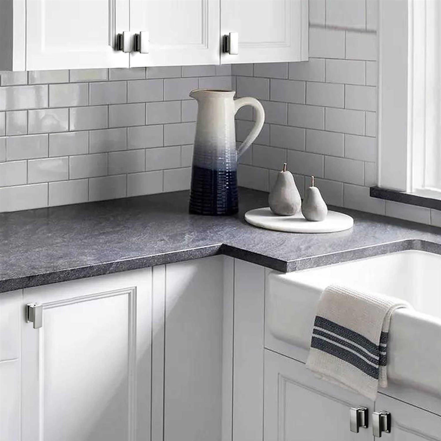 VEHCIL Square Cabinet Knobs Brushed Nickel Single Hole Silver Kitchen Cabinet Knobs Cabinet Handles Hardware for Cupboard Closet Bathroom - Zenithce
