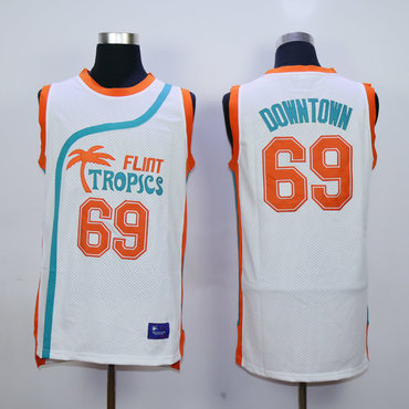 Flint Tropics 69 Downtown White Semi Pro Movie Stitched Jersey - Zenithce