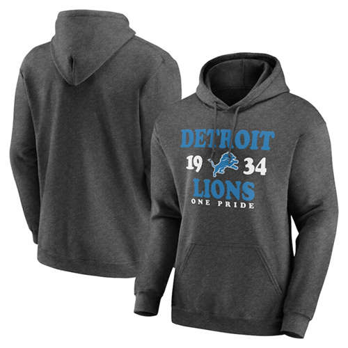 Detroit Lions Heathered Charcoal Fierce Competitor Pullover Hoodie - Zenithce