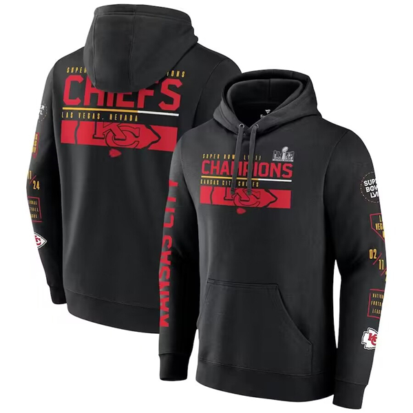 Kansas City Chiefs Black Super Bowl LVIII Champions Pullover Hoodie - Zenithce