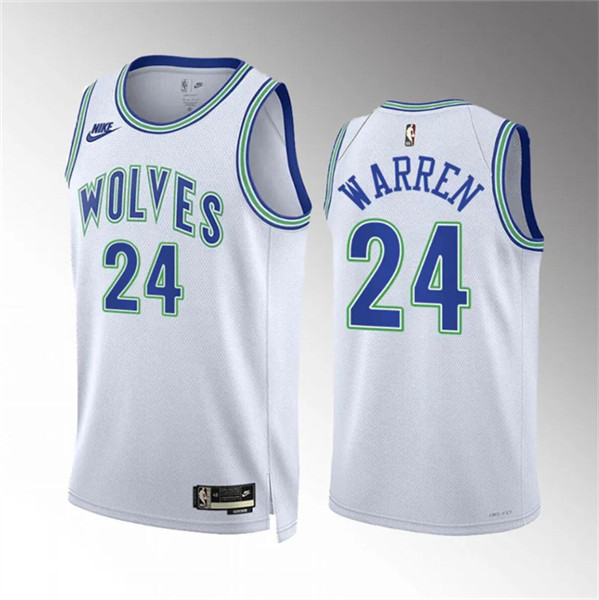 Minnesota Timberwolves #24 Tj Warren White 2023-24 Classic Edition Stitched Jersey - Zenithce