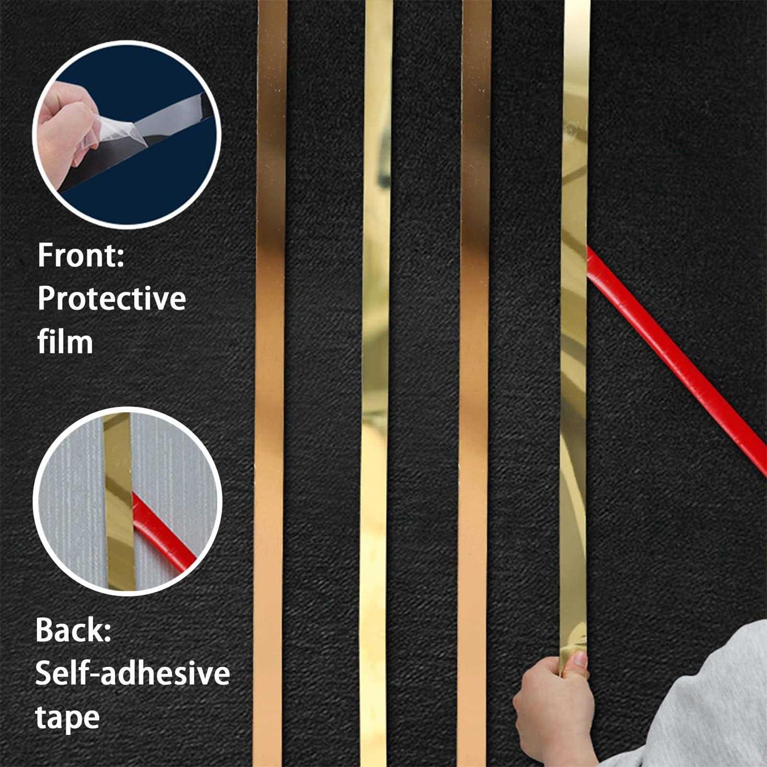 Gaahing Molding & Wall Trim 201 Stainless Steel Black Metalized Mirror-Like Finish, Peel and Stick Design - Zenithce