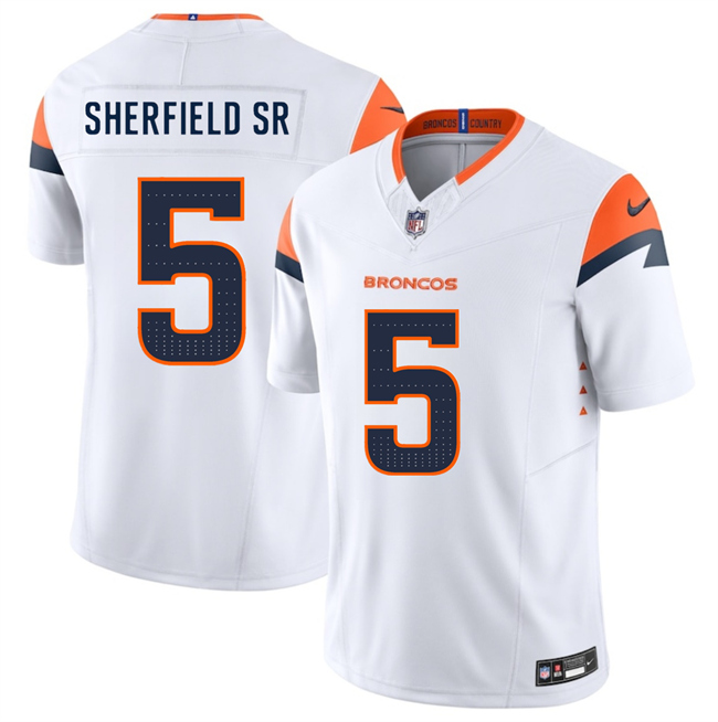 Denver Broncos #5 Trent Sherfield Sr White 2025 F.U.S.E. Vapor Limited Stitched Jersey - Zenithce