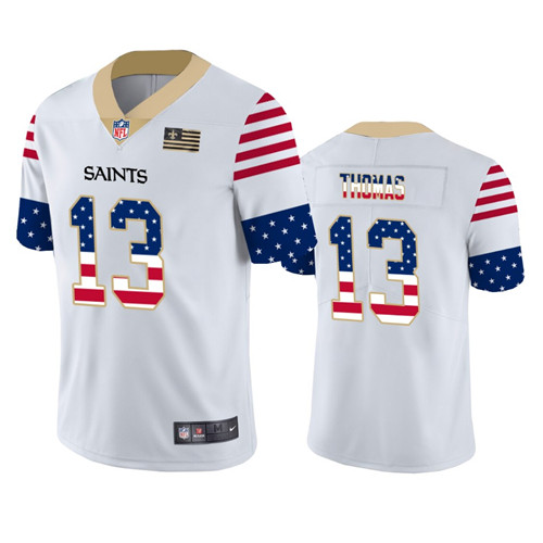 New Orleans Saints #13 Michael Thomas White 2019 USA Flag Fashion Limited Stitched Jersey - Zenithce