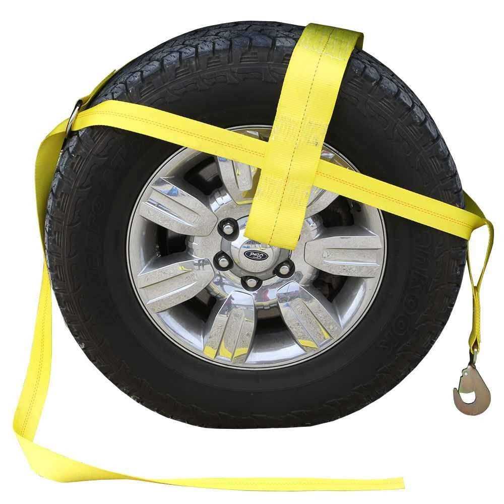 US Cargo Control Yellow Adjustable Tow Dolly Strap with 4 Top Strap and Twisted Snap - Zenithce