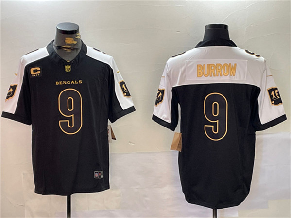 Cincinnati Bengals #9 Joe Burrow Black Gold 2024 F.U.S.E. With 4-Star C Patch Limited Stitched Jersey - Zenithce