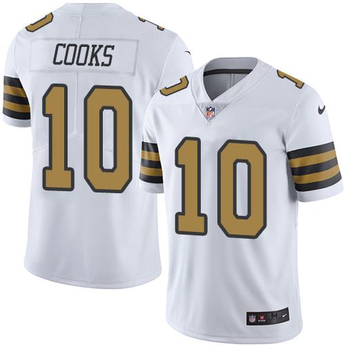 Saints #10 Brandin Cooks White Stitched Limited Rush Nike Jersey - Zenithce