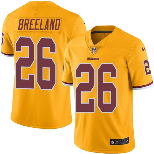Redskins #26 Bashaud Breeland Gold Stitched Limited Rush Nike Jersey - Zenithce