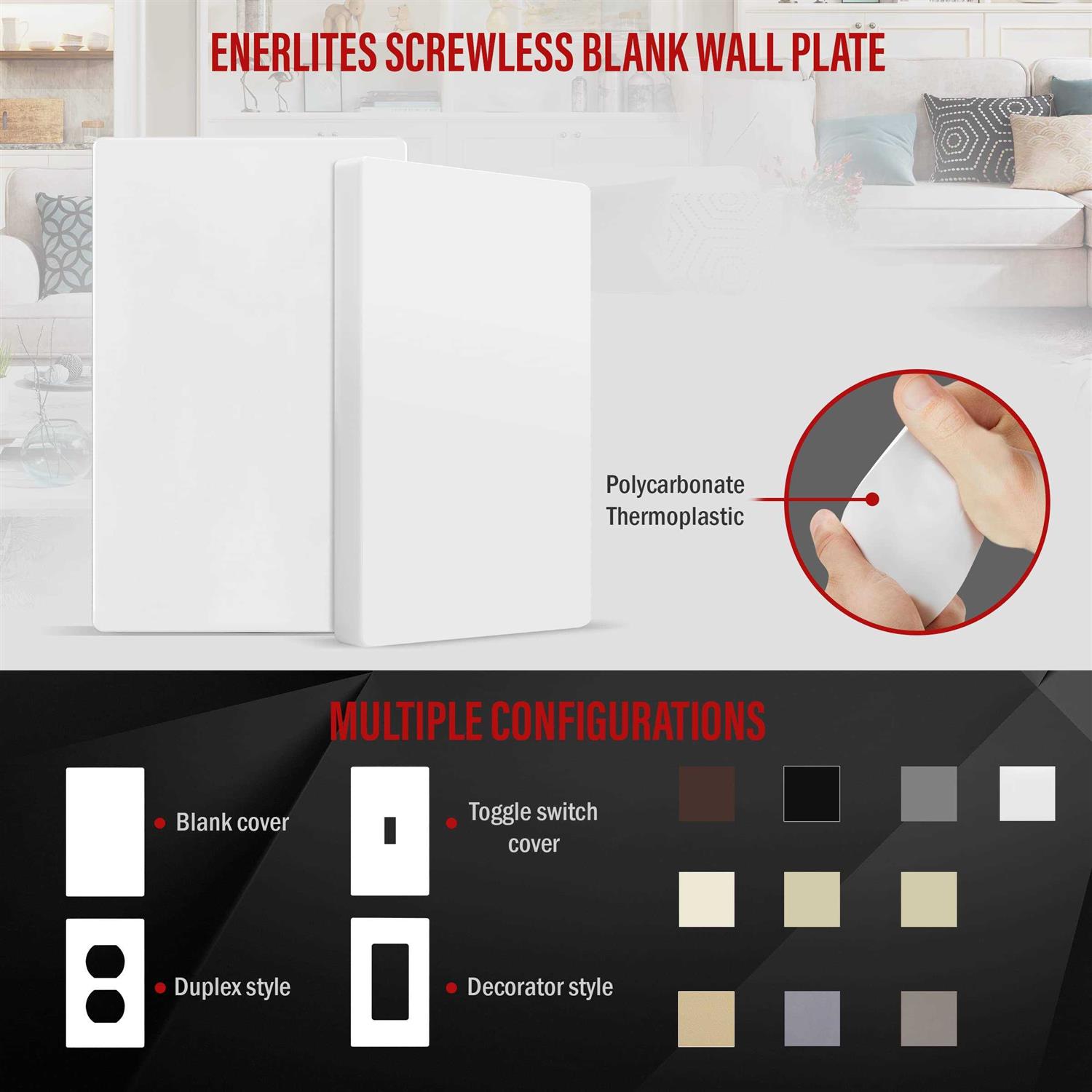 Enerlites Duplex Outlet Receptacle Cover Screwless Wall Plate - Zenithce
