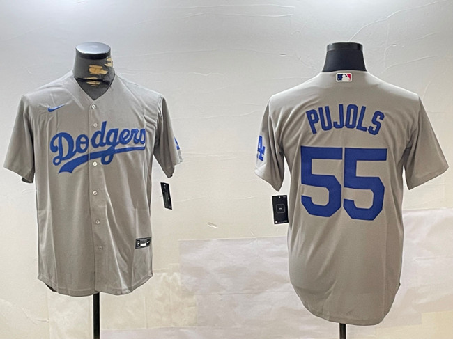 Los Angeles Dodgers #55 Albert Pujols Gray Cool Base Stitched Jersey - Zenithce