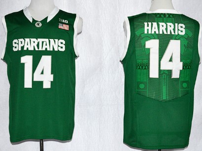 Michigan State Spartans #14 Gary Harris Green Jersey - Zenithce