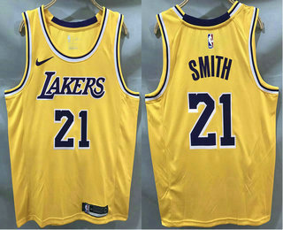 Los Angeles Lakers #21 JR Smith Yellow 2020 Swingman Printed Jersey - Zenithce