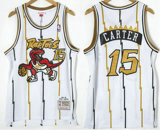Toronto Raptors #15 Vince Carter 1998-99 White Gold Hardwood Classics Soul Swingman Throwback Jersey - Zenithce