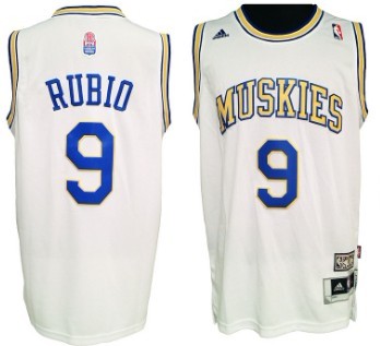 Minnesota Muskies #9 Ricky Rubio ABA Hardwood Classic Swingman White Jersey - Zenithce