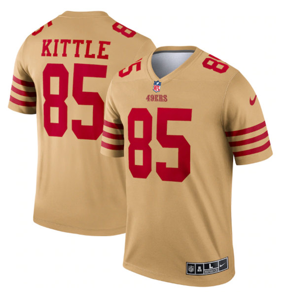 San Francisco 49ers #85 George Kittle 2022 New Gold Inverted Legend Stitched Football Jersey - Zenithce