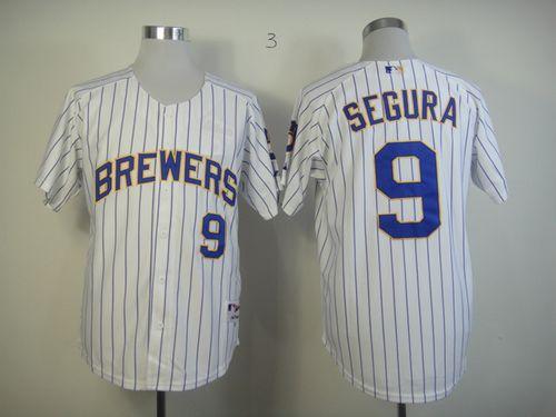 Brewers #9 Jean Segura White (Blue Strip) Stitched Jersey - Zenithce
